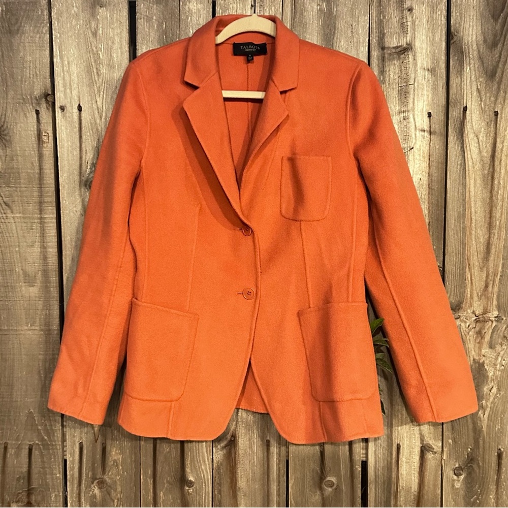 Talbots Wool Blend Unlined jacket Orange Size 8 Pockets